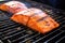 close-up of cedar-smoked salmon showcasing the grill marks