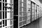 Close-up cellblock row in black and white