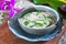 Close up Cendol Bowl on Wooden Board