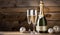 Close Up Champagne Bottle and Glasses for Valentine\\\'s Day Celebration