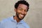 Close up cheerful afro american man smiling