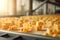 Close-up in cheese factory, cheese production, illustration. Generative AI