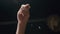 Close-up of a chef`s hand salting a dish