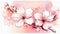 Close Up of Cherry Blossoms Japanese Pink Sakura Watercolor Painting