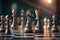 Close up chess competition game board, business chess figure, strategy, management movement, success, strategic planning with