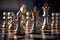 Close up chess competition game board, business chess figure, strategy, management movement, success, strategic planning with