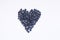 Close up chia seed as texture background.Blueberry heart shape symbol concept for healthy eating and lifestyle