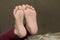 Close-up of children wrinkled feet after long bath