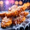 Close up of Chinese deep-fried dumplings with sweet and sour sauce