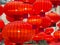 Close up of Chinese red paper lantern decoration