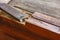 Close up the chisel to sharpen the wood plank
