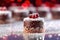 Close-up of chocolate cranberry Christmas mini cakes