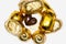 Close Up Of Chocolate Pieces Covered With Golden Aluminum Foil,