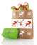 Close up Christmas Paper Bag with Green Gift Boxes