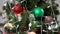 Close up of christmas tree with flashing lights