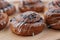 close up cinnamon danish roll on table