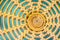 Close up the circular textured pattern on a woven wooden basket. Circular weave rattan pattern. Handmade Wicker Rattan woven