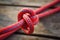 close-up of a classic bowline knot on a rope