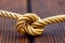 close-up of a classic bowline knot on a rope