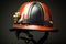 close-up of a classic leather firefighter helmet