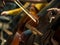 Close-up on classical string instruments - Double bass - Side view - Depth of field