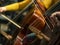 Close-up on classical string instruments - Double bass - Side view - Depth of field