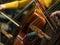 Close-up on classical string instruments - Double bass - Side view - Depth of field