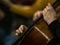 Close-up on classical string instruments - Double bass - Side view - Depth of field