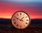 a close up of a clock sitting on the ground