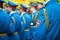 Close up on the coat of Arms of the Serbian army on a soldiers formal uniform during a ceremony in the Belgrade French Embassy.