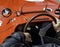 Close-up of the cockpit of vintage retro sports car.