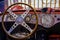 Close-up of the cockpit of vintage retro sports car.