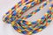 Close-up on a coil of multicolor paracord