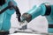 close-up of collaborative robot's arm and wrist, performing precise task