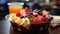 A Close Up of College Cafeteria Delicious Fruits Blurry Background