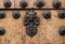 Close up of a colonial iron door handle with knocker