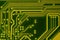 Close up of colored micro circuit board. Abstract technology background. Computer mechanism in detail