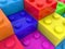 Close-up of colored toy brick steps