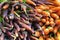 Close up of colorful bunches of carrots