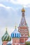 Close up of colorful domes of Saint Basil Cathedral