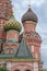 Close-up of colorful domes at St Basil`s Cathedral, Moscow