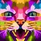Close up colorful face cat pop art portrait isolated decoration