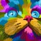 Close up colorful face cat pop art portrait posters design