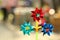 Close up of colorful foil rotating pinwheel toy