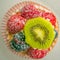 Close-Up of a Colorful Fruit Tartlet With Kiwi and Berries