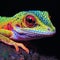 Close-up of a colorful gecko on a black background