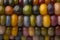 Close up of colorful gem glass corn on cob