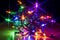 Close Up Colorful Glowing Bundle of Christmas Lights