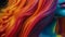 Close-up of colorful hair strands studio shot, beauty and fashion concept. Macro shot of dyed strands hair in vivid colors, top