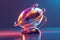 Close-up of a colorful, holographic American football trophy, symbolizing sports achievement and competition. Generative